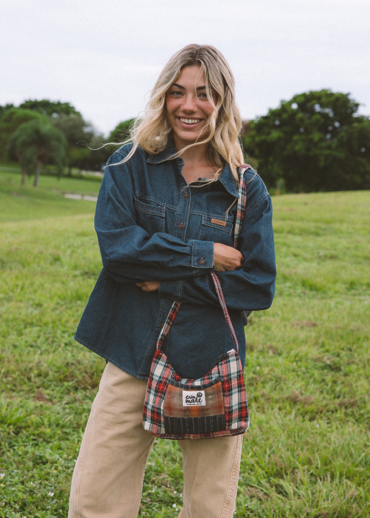 Rosewood Plaid Shoulder Bag