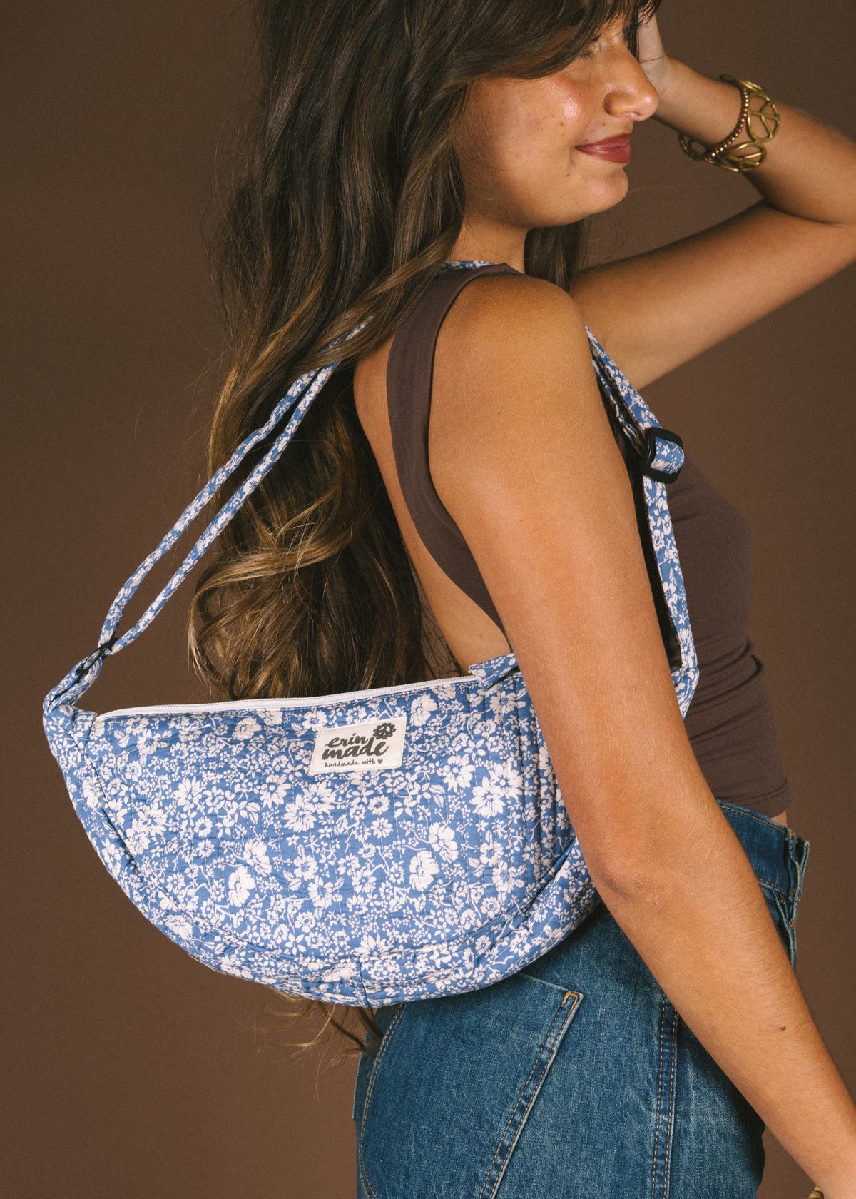 Ana Quilted Crescent Bag