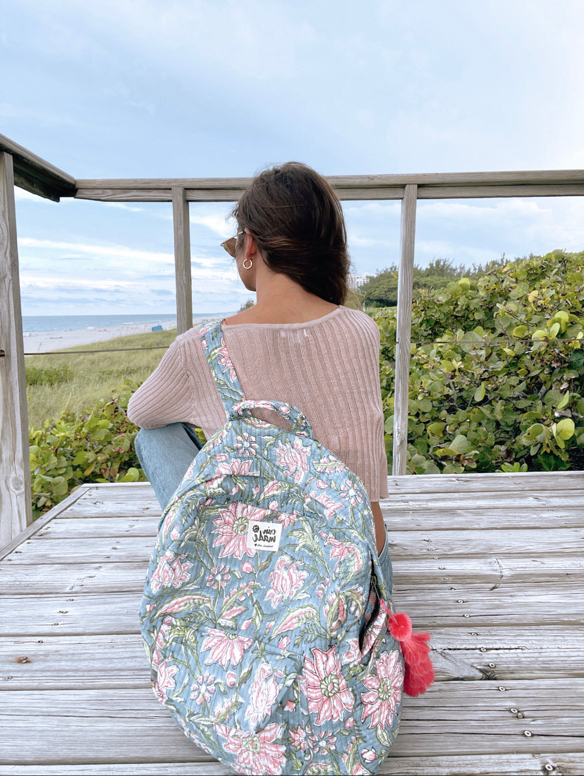 Soft quilted sales backpack