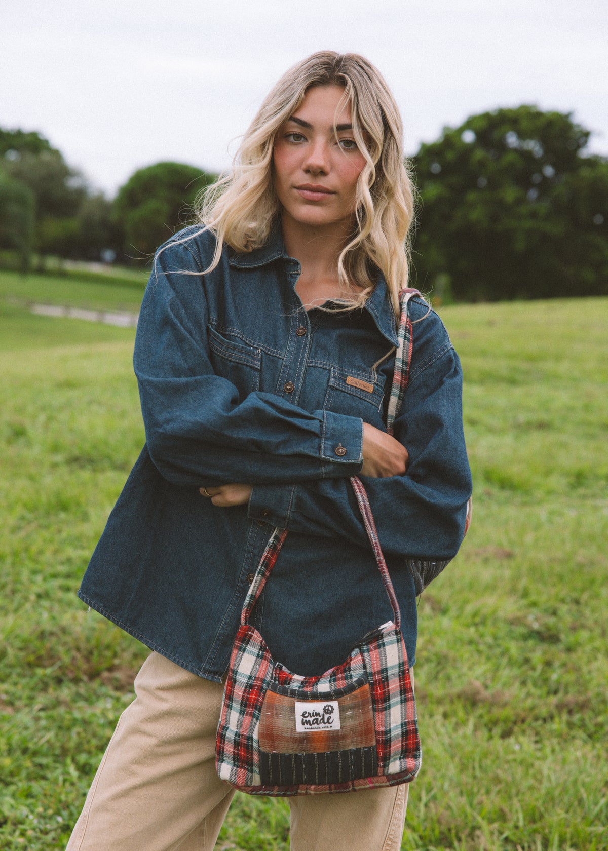 Rosewood Plaid Shoulder Bag