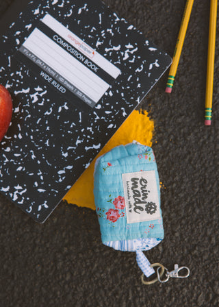 Mini Quilted Pouch Keychain - Aqua