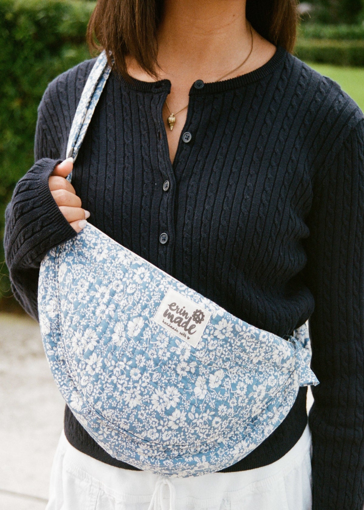 Ana Quilted Crescent Bag