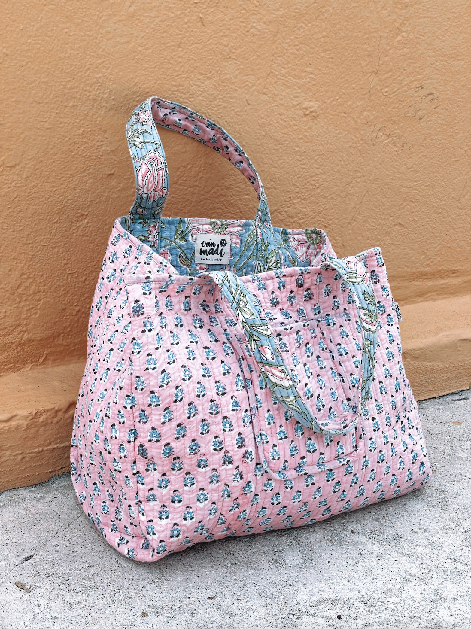 Coral Red Velvet Reversible Tote Bag